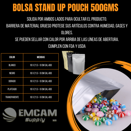 BOLSAS STAND UP POUCH 500GMS